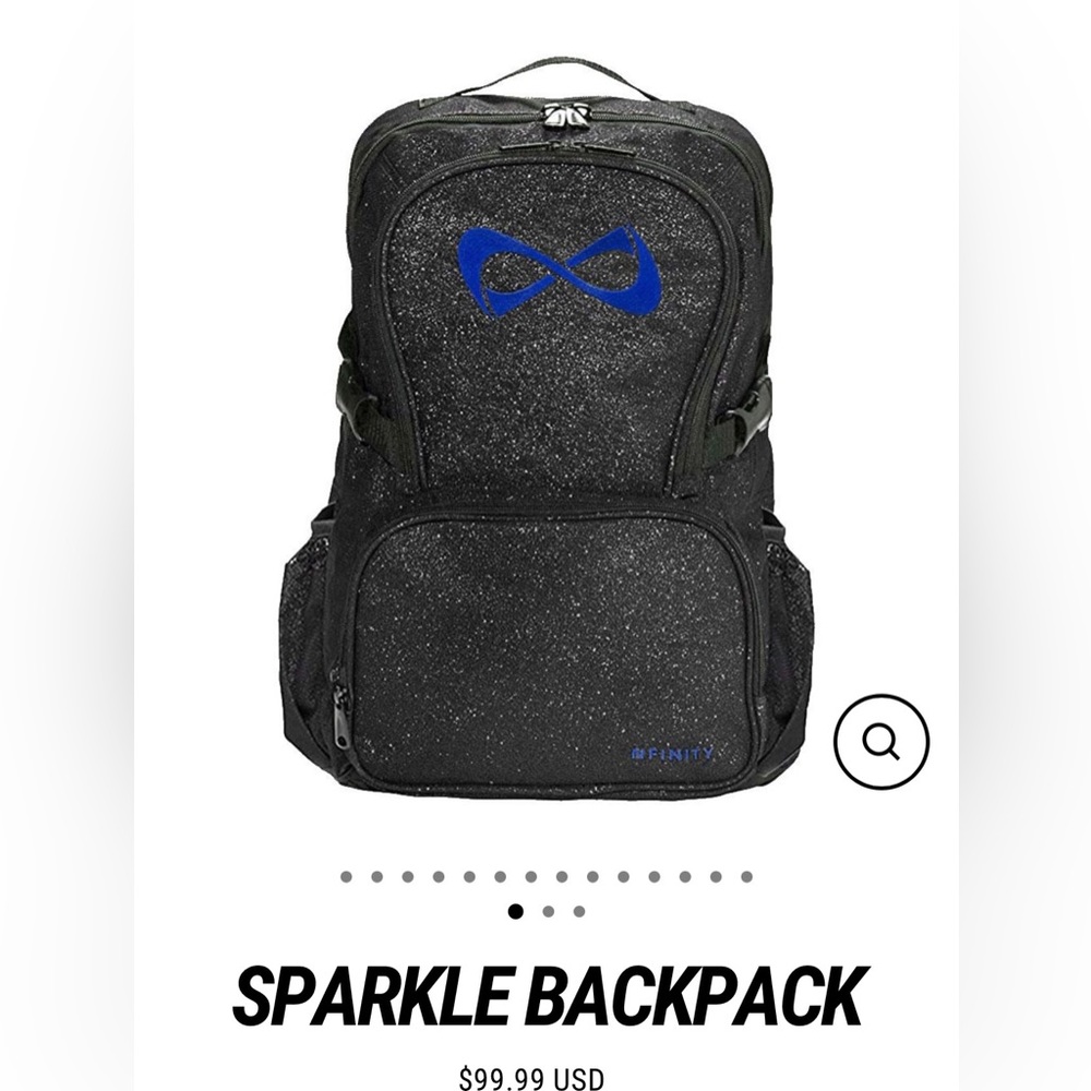 Cheer/Dance Nfinity lightweight bag Sparkly black & blue, 4 pockets, 2 side